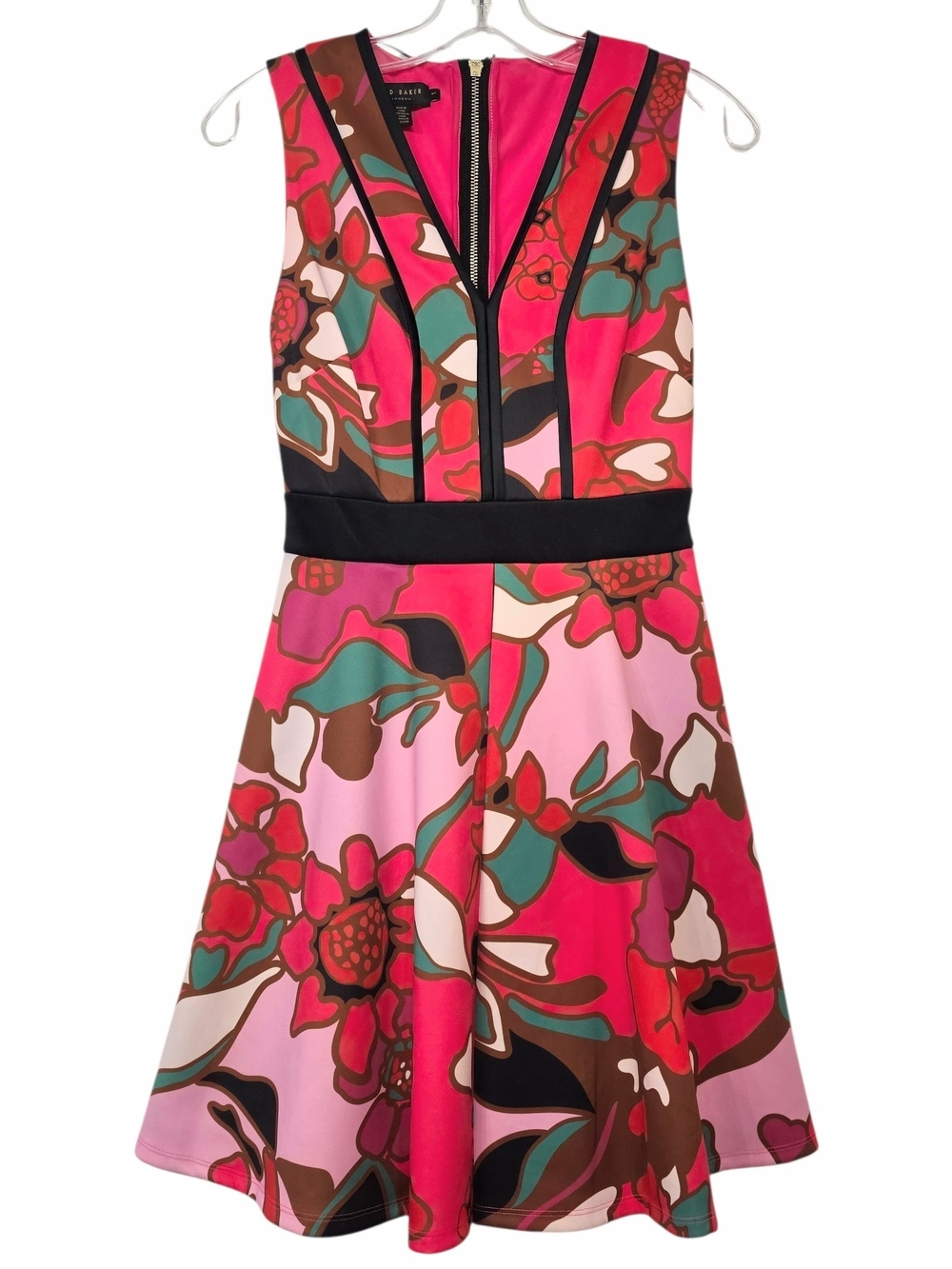 Ted Baker Arilina Pinata Floral Fit & Flare Skater Dress Size 1 US 4 Sleeveless